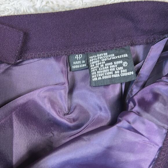 Y2K Kasper A.S.L. Petite Purple eggplant velvet trim skirt suite, size 4P - Picture 12 of 14